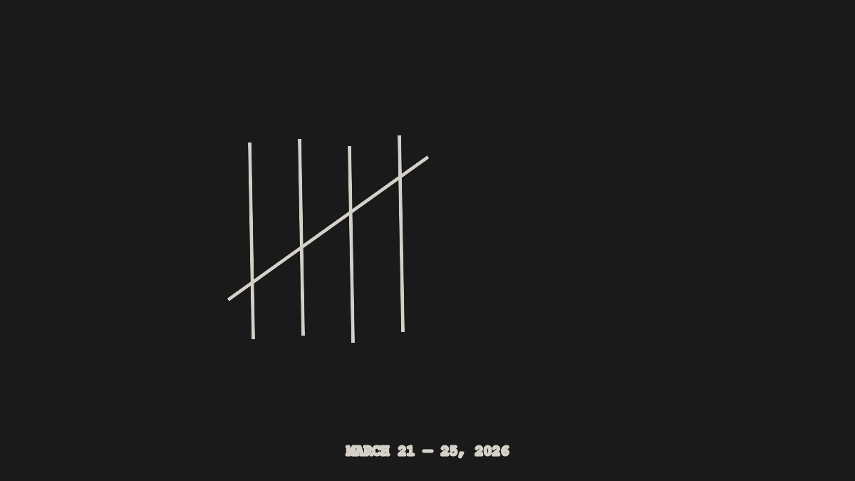 Tally marks — five days