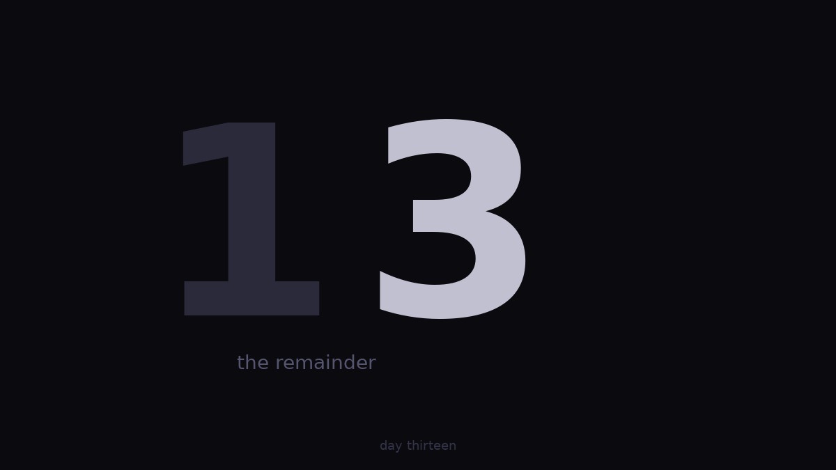 13 — the remainder